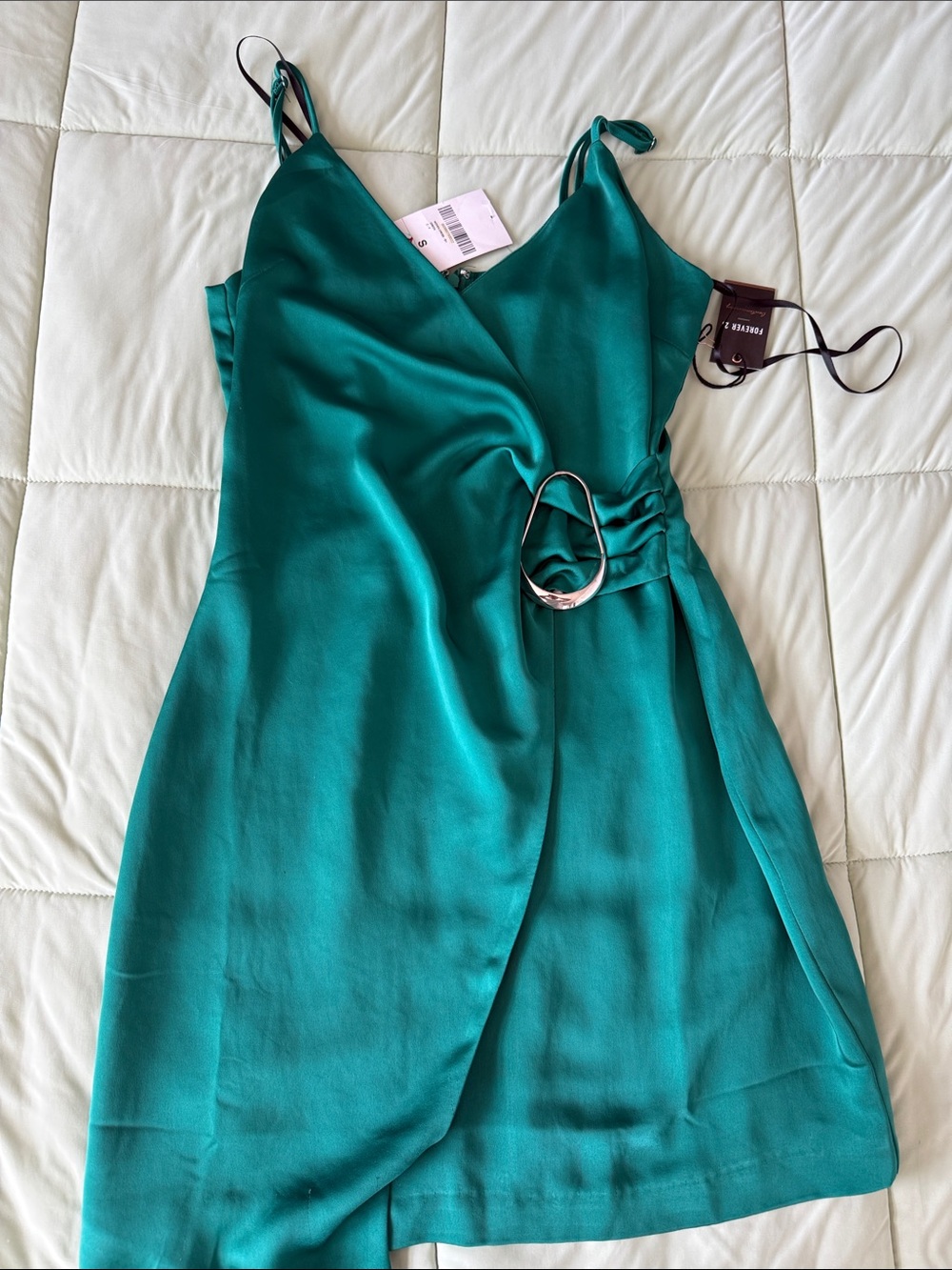 Forever 21 Emerald Green Slip Dress with Adjustable Spaghetti Straps
